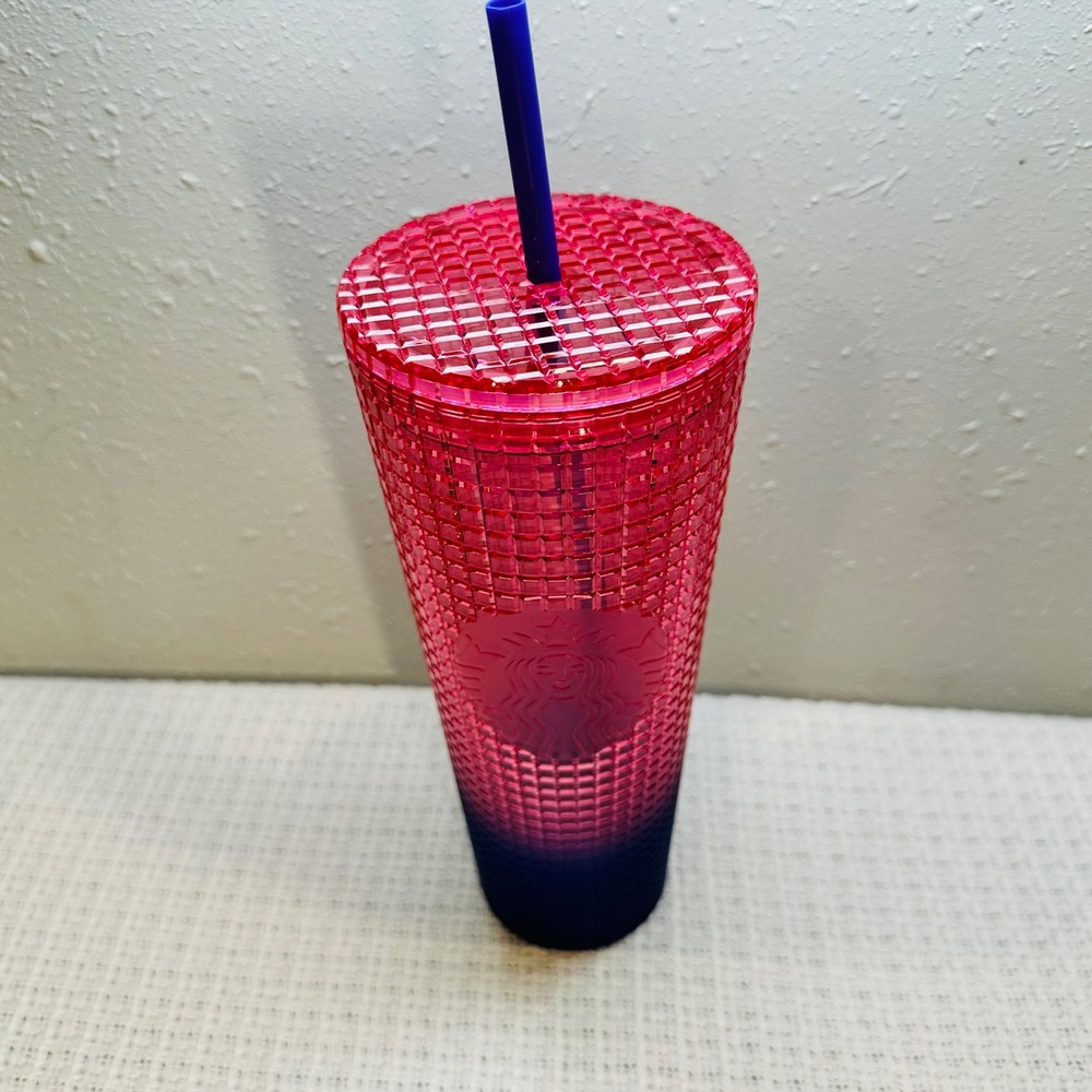 Starbucks Tumbler Studded Ombre‎ Pink Blue Venti Reusable Cup Straw - Picture 3 of 7